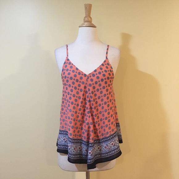 Floral Handkerchief Hem High Low Cami Blouse - Picture 5 of 7